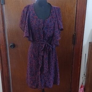 Elegant Purple and Red Patterned Dress